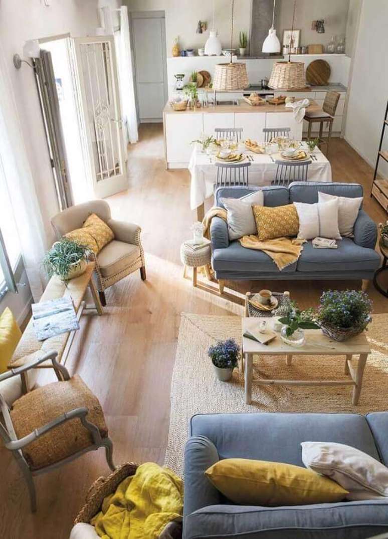 50. Tapete sisal bege para decora&ccedil;&atilde;o de casa conceito aberto &ndash; Foto: El Mueble