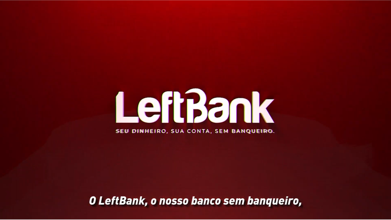 Logotipo do LeftBank em v&iacute;deo de lan&ccedil;amento da fintech: 'Temos que disputar a sociedade, com as armas que ela nos disponibiliza', diz executivo