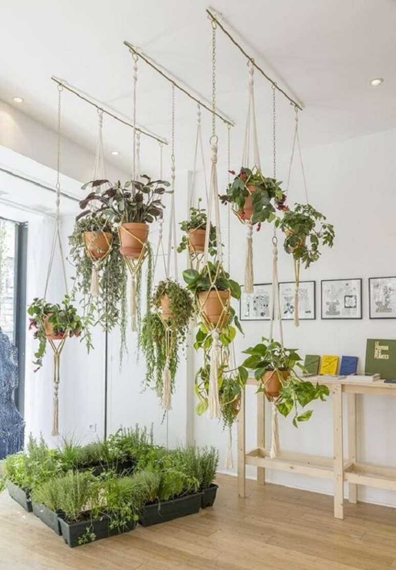 42. Vaso suspenso com diversas plantas. Fonte: Pinterest