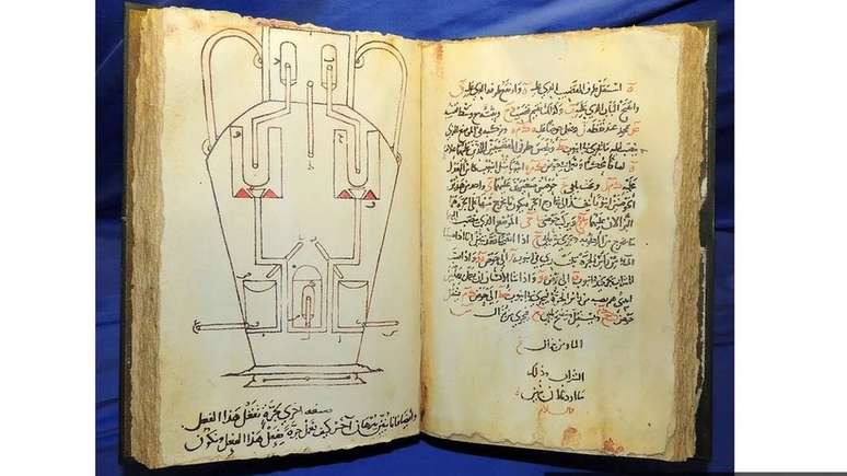 A biblioteca abrigou muitos textos inovadores, como este livro de "inven&ccedil;&otilde;es engenhosas" publicado em 850