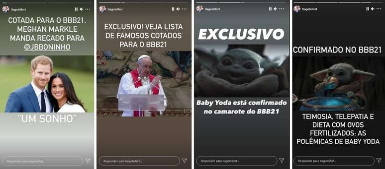 Postagem de Tiago Leifert ironizando 'lista de famosos do 'BBB 21''