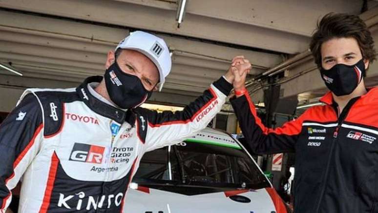 Rubens e o filho, Dudu, durante prova na Argentina