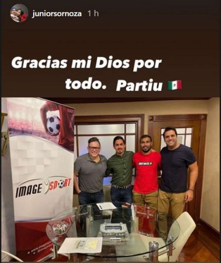 Sornoza divulgou sua ida para o México em seu Instagram nesta terça-feira (Foto: Reprodução/Instagram Sornoza)