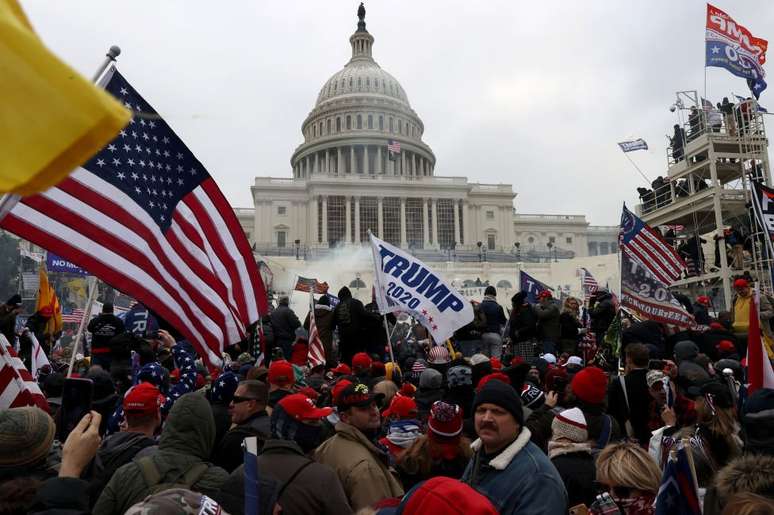 Protesters gathered outside the Capitol as the joint session started