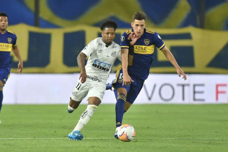 Marinho sofreu um pênalti claro no primeiro confronto contra o Boca Juniors. Foto: Ivan Storti/Santos FC