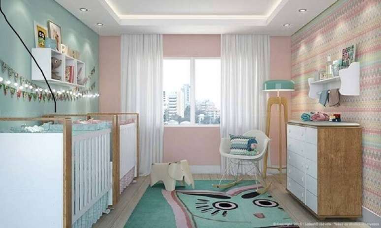 61. Decoração super delicada em quarto lúdico com prateleira para quarto infantil. Fonte: Pinterest