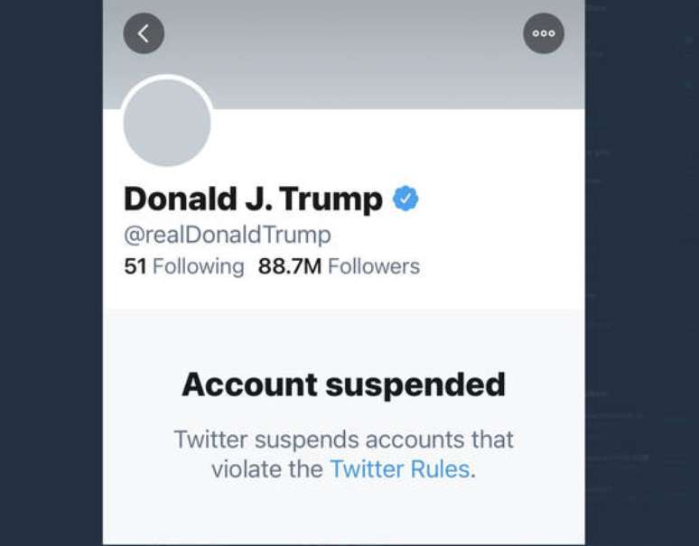 Twitter suspendeu a conta de maneira permanente no dia 8 de dezembro