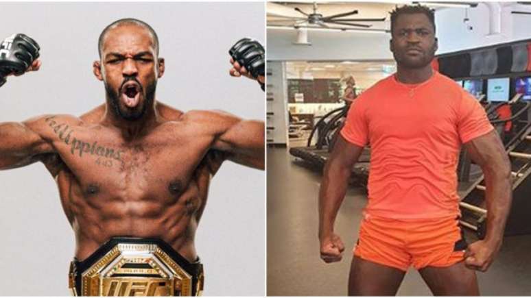 Ngannou quer recepcionar Jon Jones no peso pesado (Foto: Reprodução Instagram @jonjones @francisngannou)