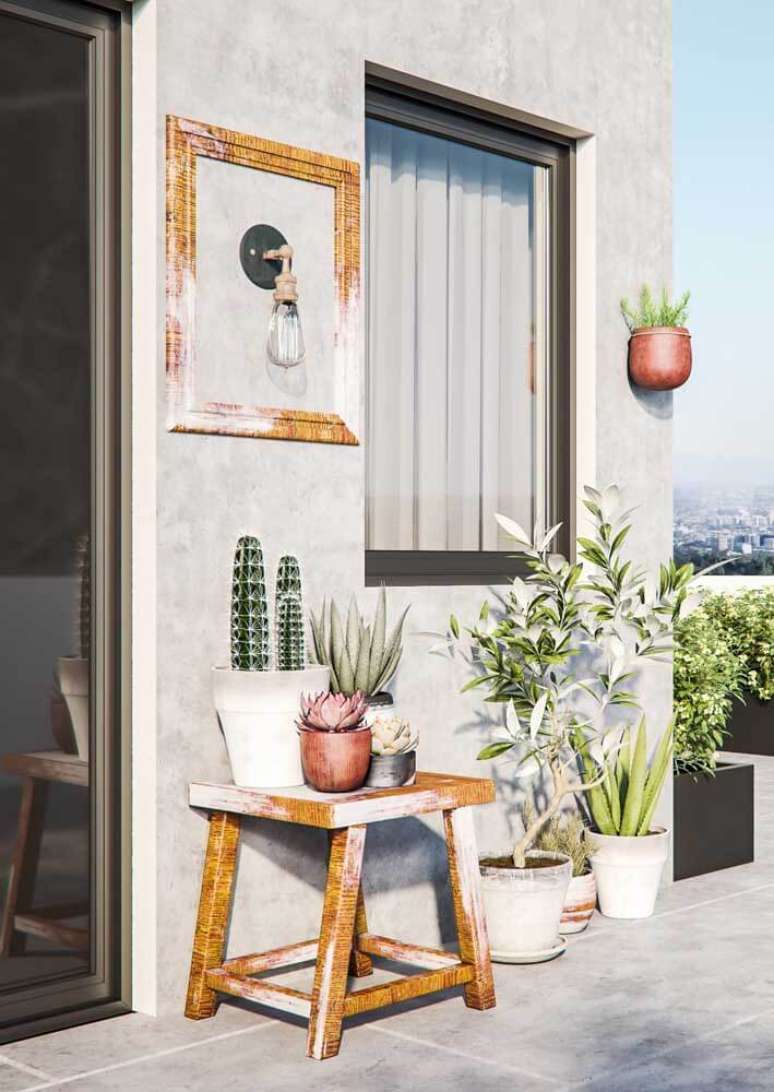 36. Arandela r&uacute;stica na varanda de casa &ndash; Via: Pinterest