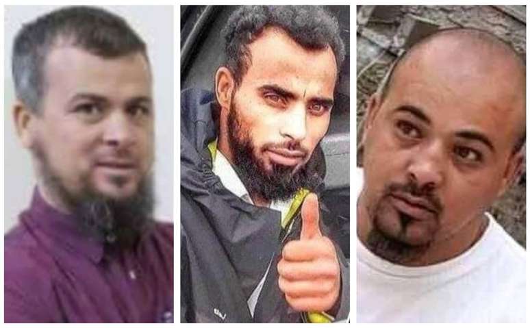 Mohammed al-Kani, o salafista (à esquerda), e os dois principais assassinos, Mohsen e Abdul-Rahim