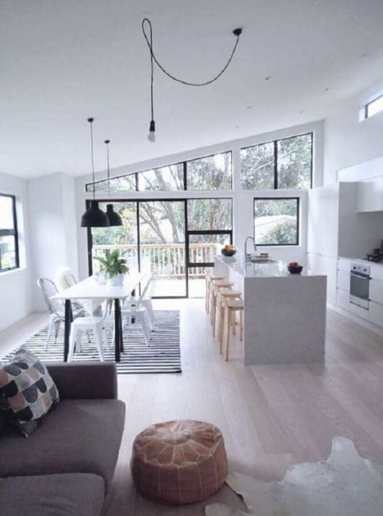 23. Decoração clean minimalista para casa conceito aberto grande – Foto: Pinterest