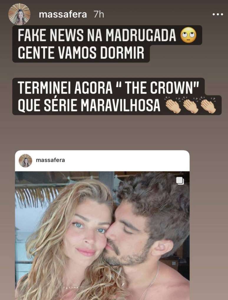 Perfil da atriz Grazi Massafera, que publicou uma foto antiga ao lado no namorado Caio Castro