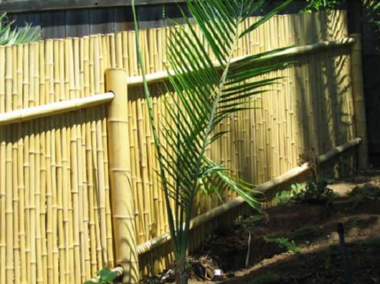 37. Modelo de cerca de bambu fixada no jardim. Fonte: Pinterest