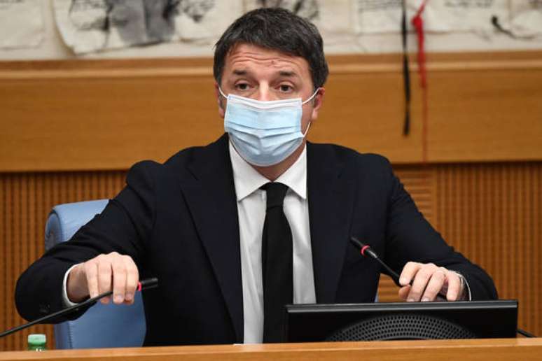 O ex-premiê Matteo Renzi durante coletiva em Roma