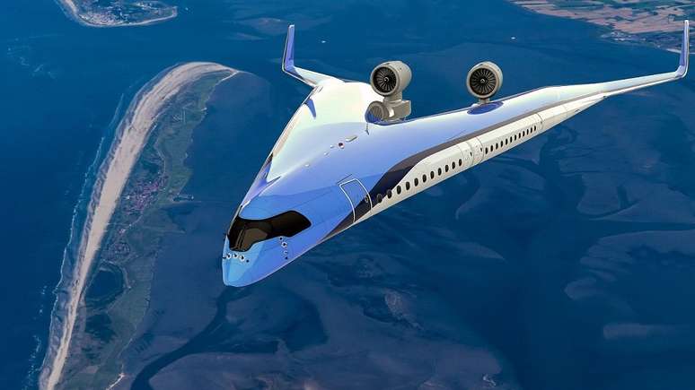 O projeto do Flying-V veria os passageiros transportados nas asas da aeronave