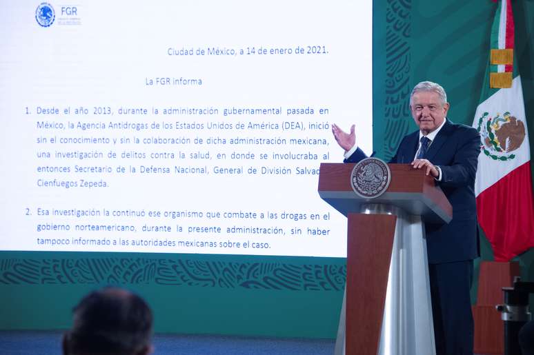 Presidente do México, Andres Manuel Lopez Obrador. 15/1/2021. Mexico's Presidency/Handout via REUTERS 