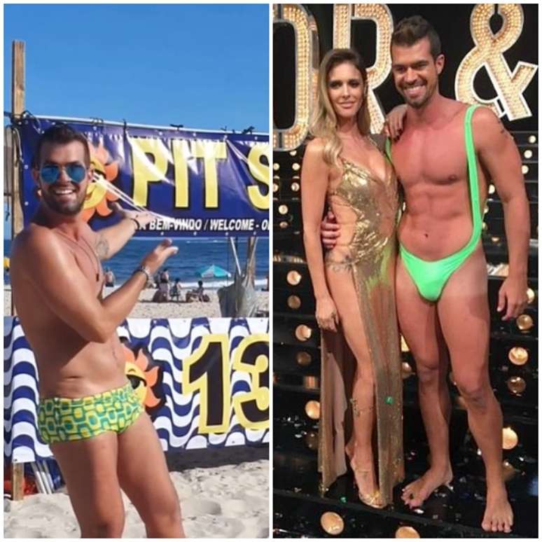 O modelo diante de seu empreendimento na praia de Copacabana e nos bons tempos de Borat com Fernanda Lima no &lsquo;Amor & Sexo&rsquo;