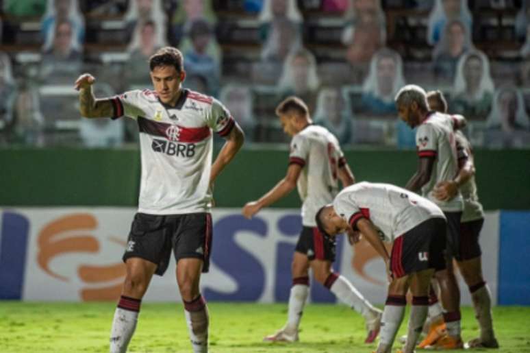 Pedro celebra gol sobre o Goiás (Foto: Alexandre Vidal/Flamengo)