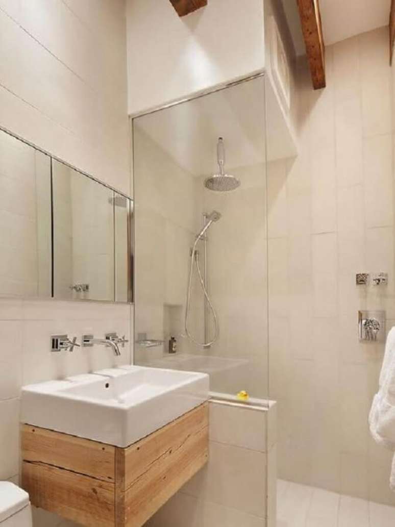 34. Banheiro pequeno sem janela decorado &ndash; Via: Aaron Guides