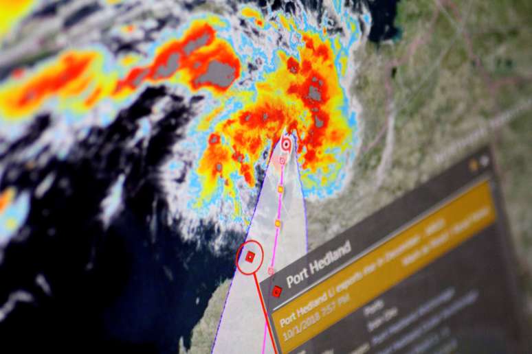 Tela com informações meteorológicas sobre Port Hedland, Austrália 
11/01/2018
REUTERS/Thomas White