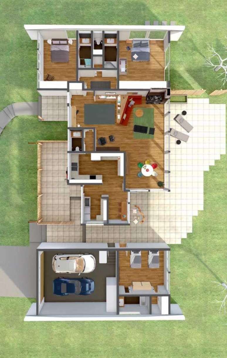 44. Casa sobrado 3D &ndash; Via: Pinterest