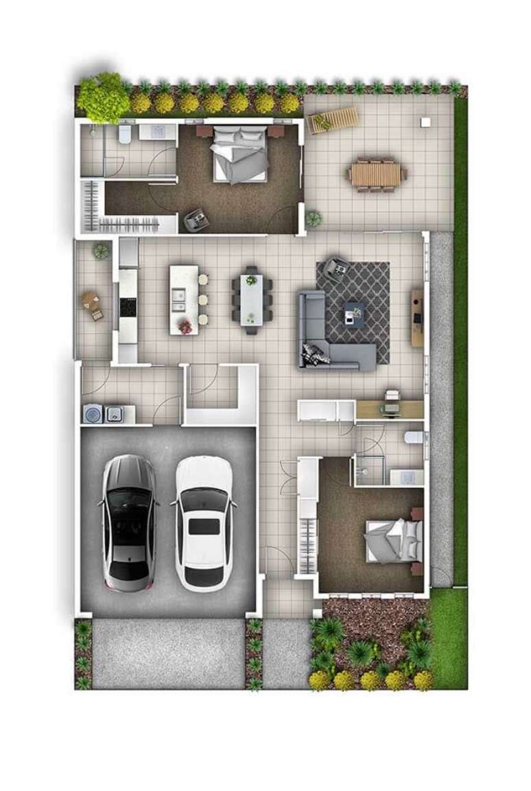 47. Planta de sobrado com garagem &ndash; Via: Pinterest