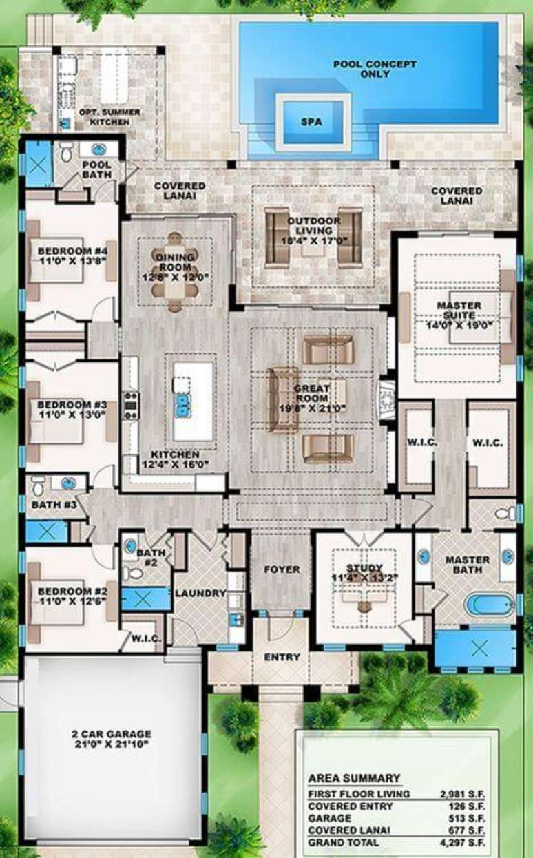 59. Planta de sobrado com piscina &ndash; Via: Best House Plans