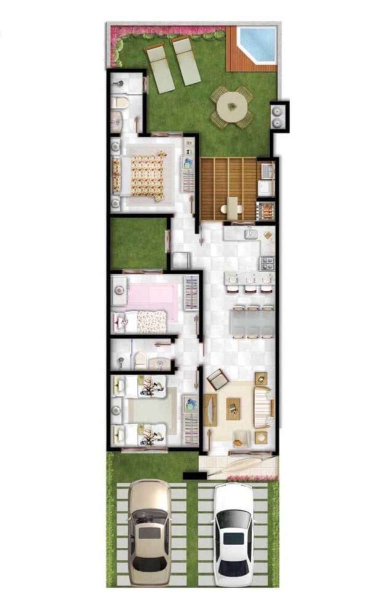 9. Planta de sobrado estreito &ndash; Via: Pinterest