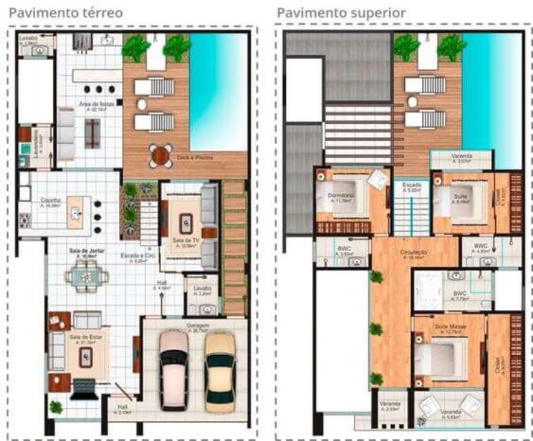 10. Planta de sobrado moderno &ndash; Via: Pinterest