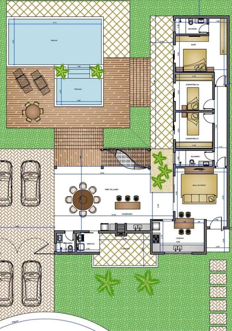 5. Planta de sobrado simples com duas partes &ndash; Via: Pinterest