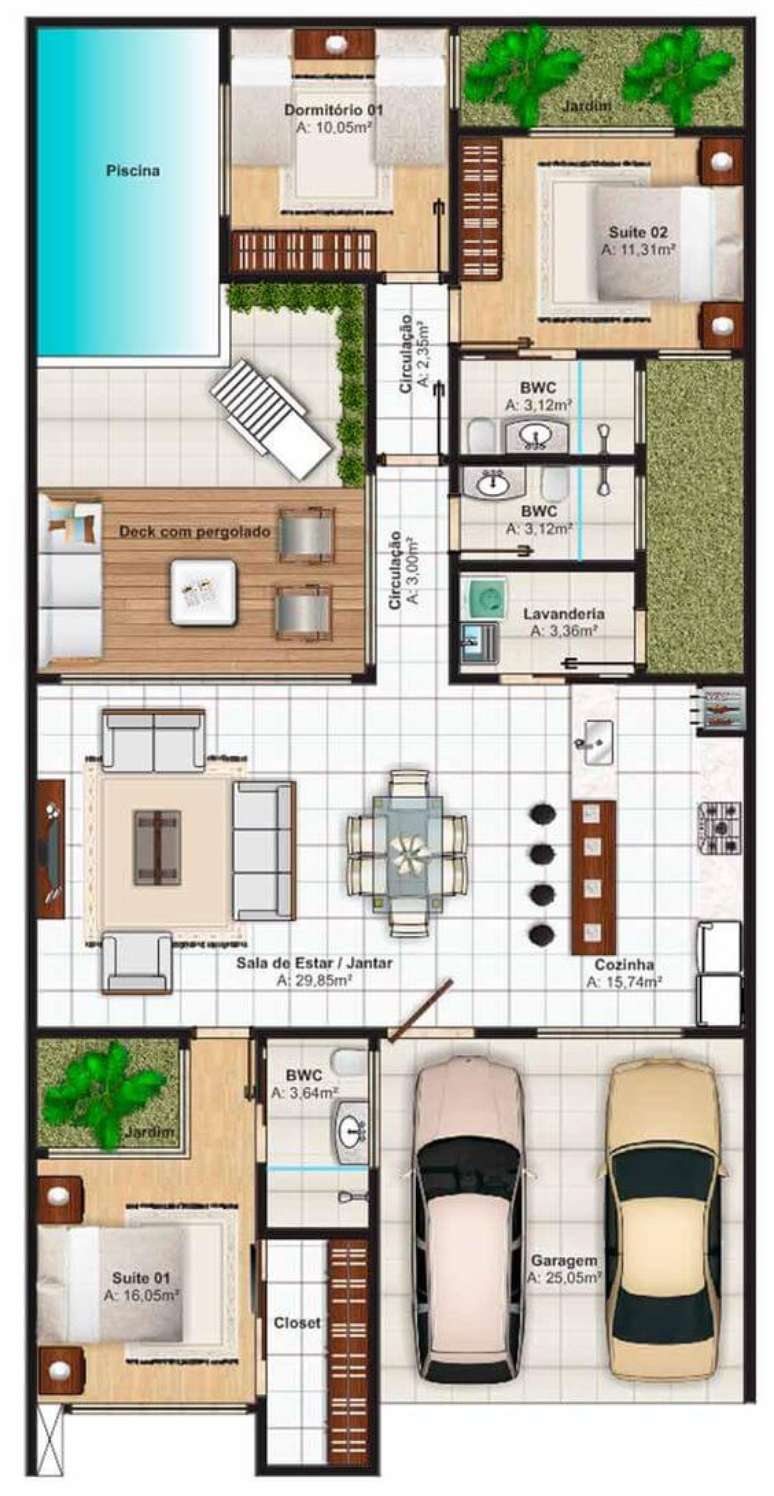 Planta de Sobrado: +67 Projetos de Casas Modernas