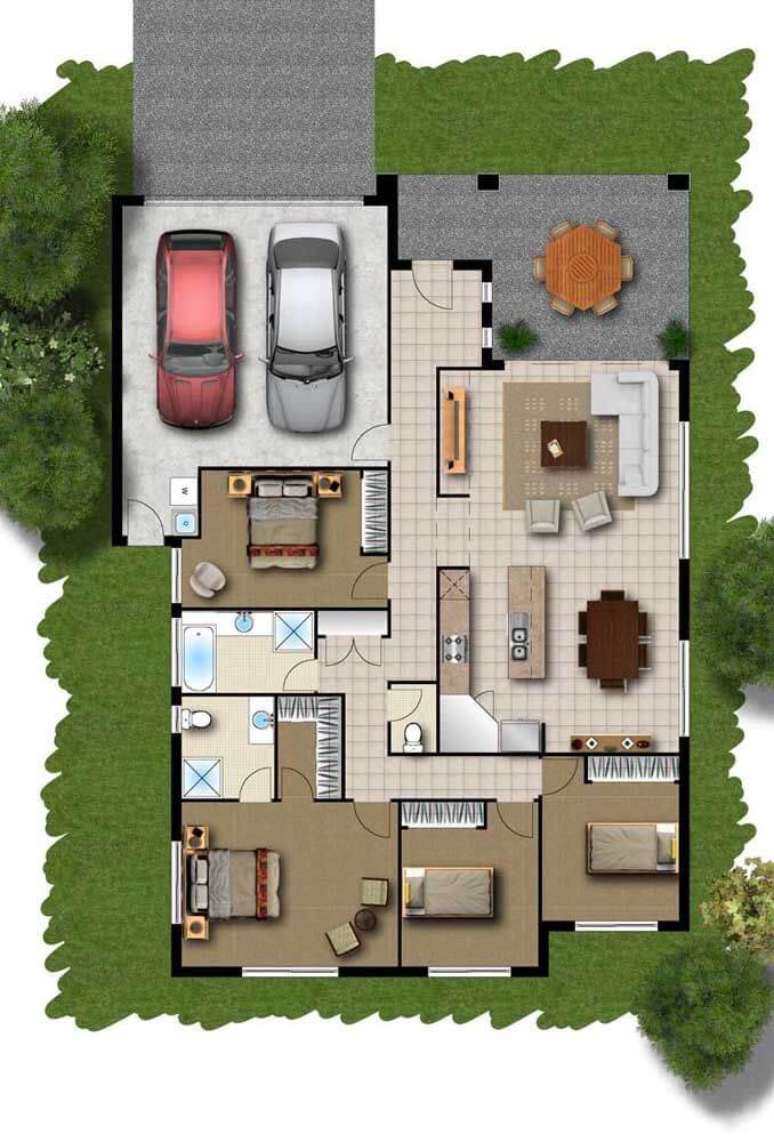 29. Plantas de sobrado com jardim amplo &ndash; Via: Pinterest