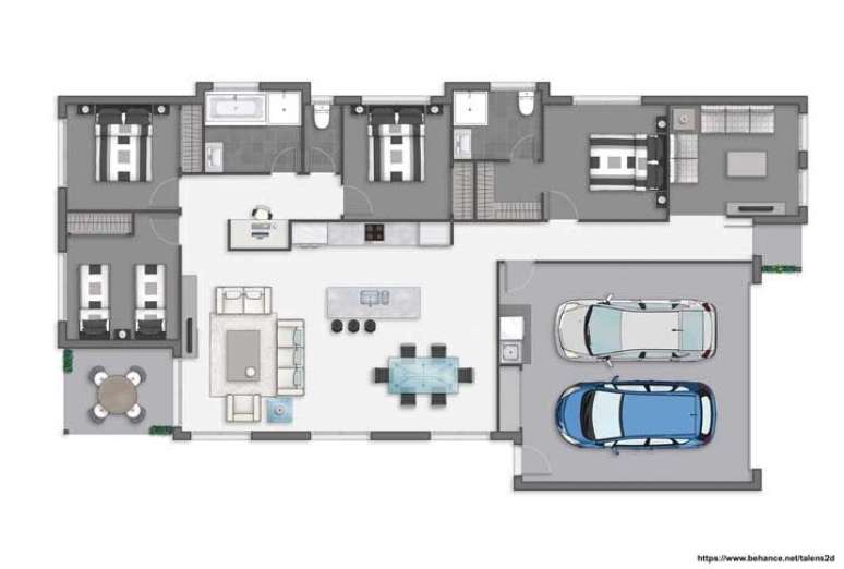 33. Plantas de sobrados com quartos pequenos &ndash; Via: Pinterest
