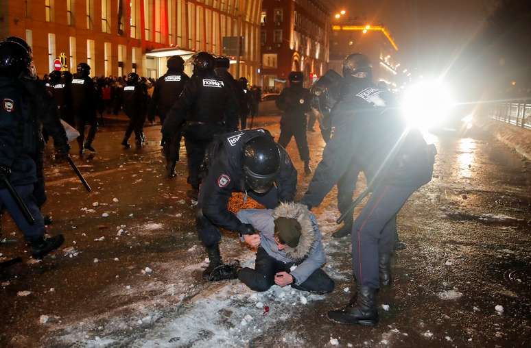 Polícia prende mais de 1.500 em protestos na Rússia em apoio ao opositor Alexei Navalny em Moscou, Rússia 23/01/2021. REUTERS/Maxim Shemetov 