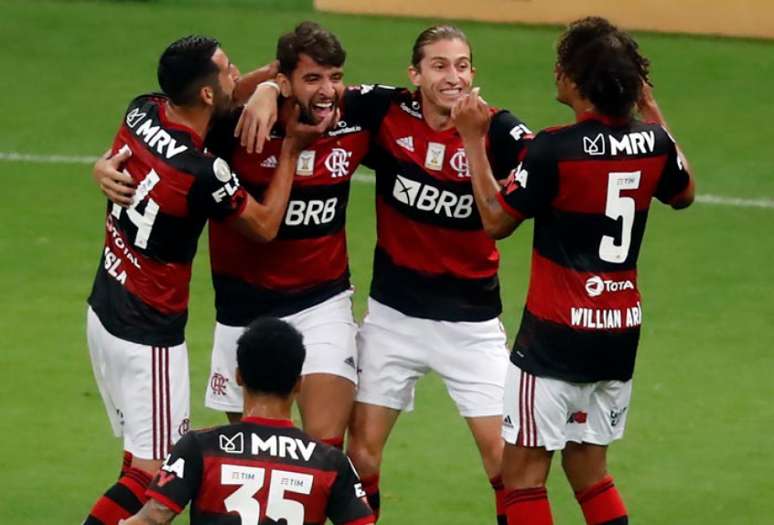 Pepê comemora gol pelo Flamengo (Foto: Francisco Stuckert/Fotoarena )