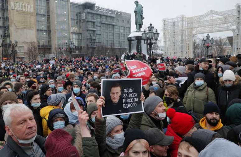 Protesto a favor de Alexei Navalny em Moscou