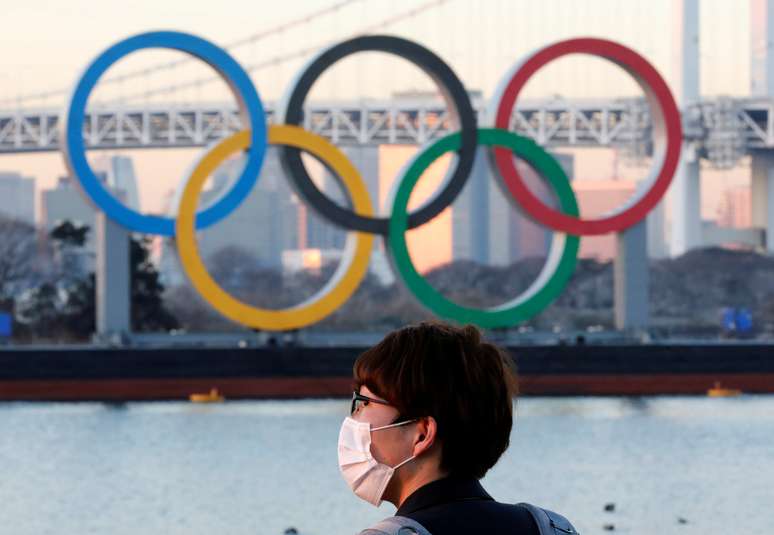 Anéis olímpicos em parque em Tóquio, no Japão, durante pandemia de coronavírus 
13/01/2021
REUTERS/Kim Kyung-Hoon