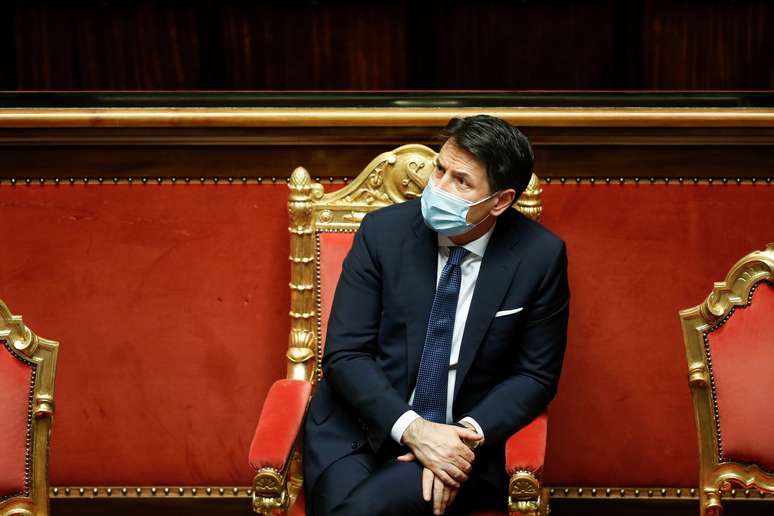Premiê da Itália, Giuseppe Conte, no Senado em Roma
19/01/2021 REUTERS/Yara Nardi/Pool