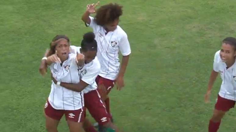 Comemoração do gol do Fluminense sub-18 (Foto: Reprodução/CBF TV)