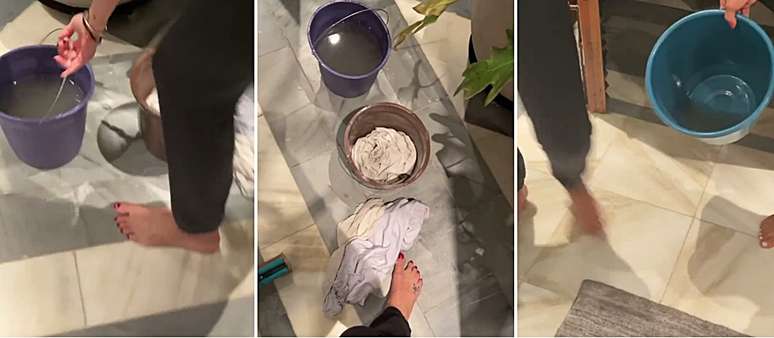 Apresentadora mostrou no Instagram a operação de guerra para limpar o estrago feito pela chuva