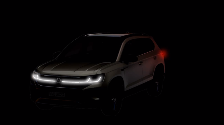 Volkswagen Taos: inédito filete de LED na grade dianteira.