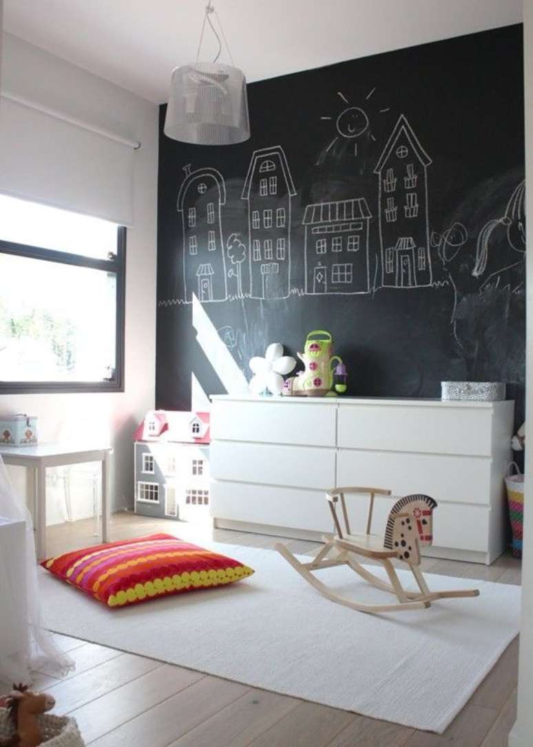 20. Papel de parede preto para quarto infantil criativo &ndash; Via: Pinterest