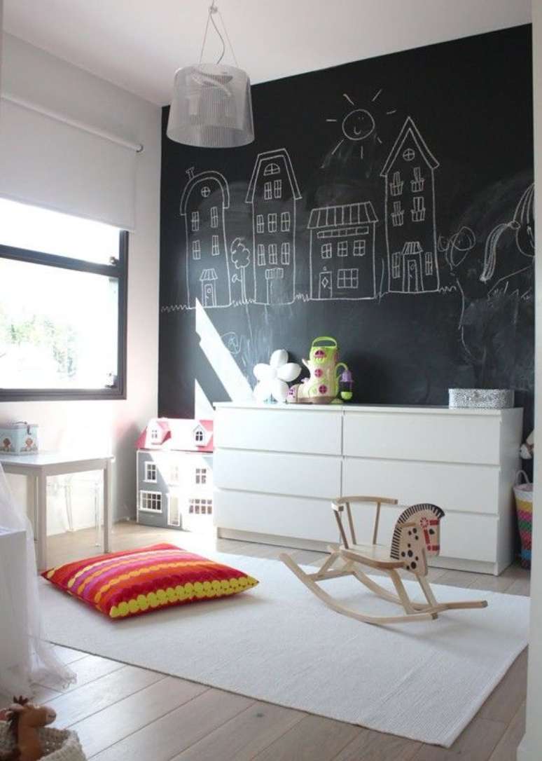 20. Papel de parede preto para quarto infantil criativo – Via: Pinterest