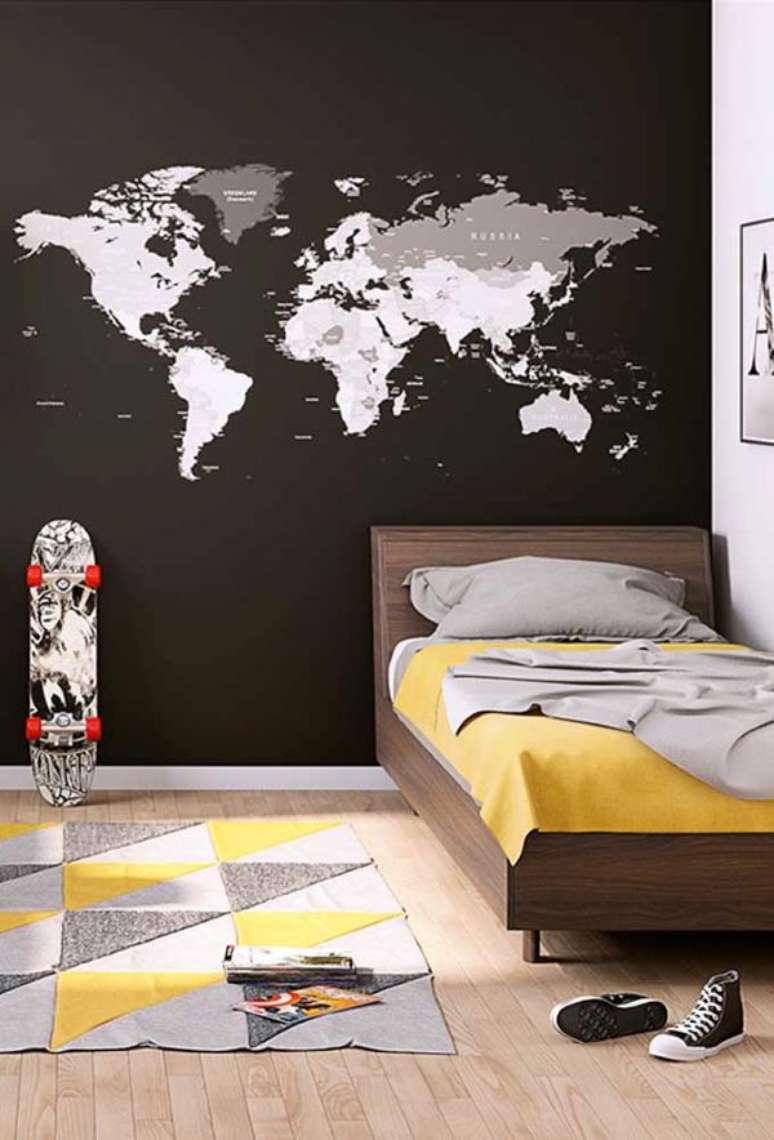 22. Papel de parede preto para quarto infantil – Via: Pinterest