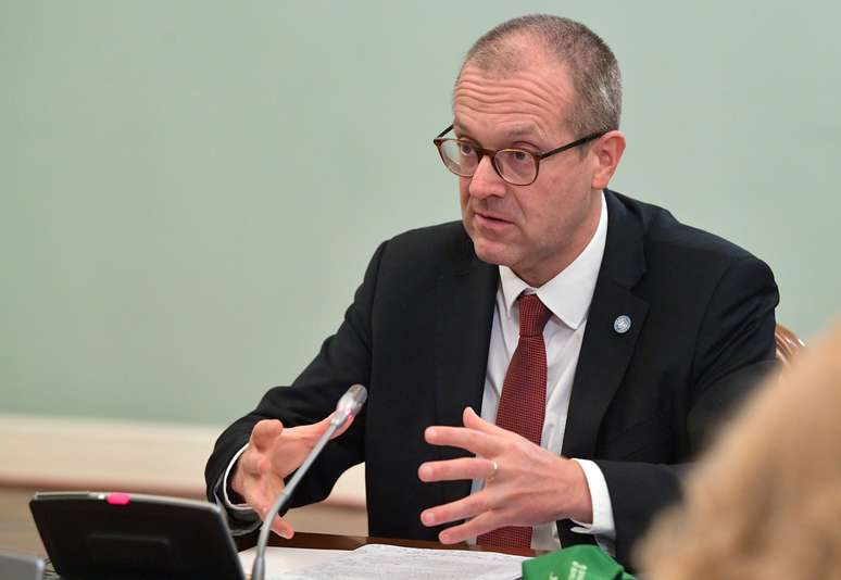 Hans Kluge, diretor da OMS para a Europa, em Moscou
23/09/2020 Sputnik/Alexander Astafyev/Pool via REUTERS