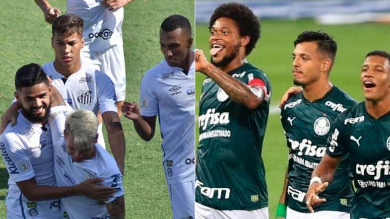 Final da Libertadores é a principal aração deste sábado (30) (Montagem Lance!
Fotos: Cesar Greco/Palmeiras; Ivan Storti/Santos)