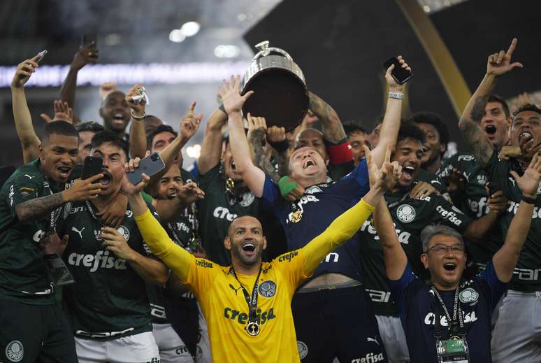 Jogadores do Palmeiras comemoram conquista da Libertadores