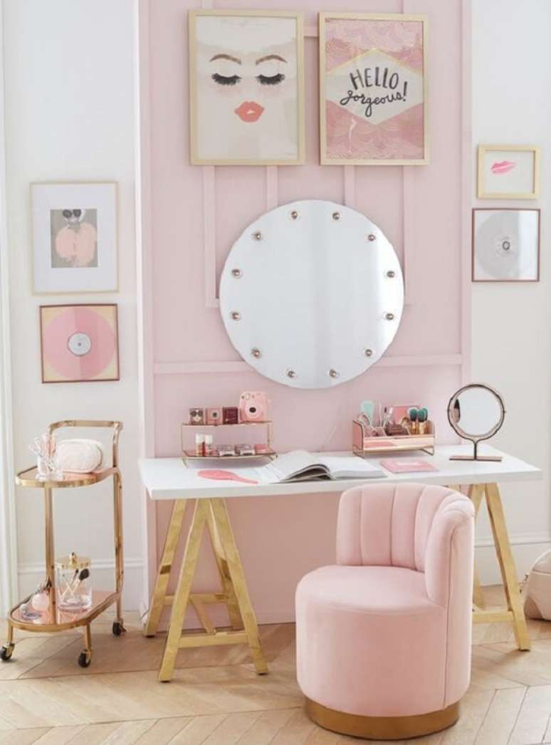 23. Penteadeira camarim infantil na decora&ccedil;&atilde;o do quarto &ndash; Vai: Pinterest