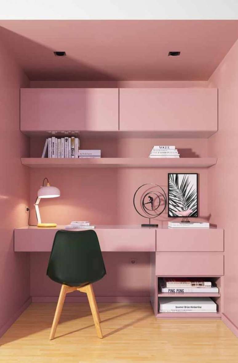 40. Cadeira para penteadeira rosa e preto – Via: Pinterest