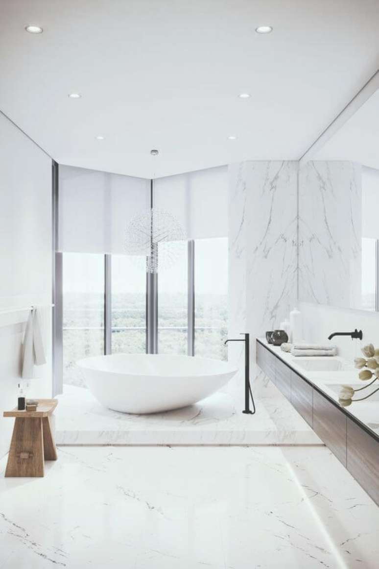 37. Piso branco para banheiro iluminado &ndash; Via: Behance